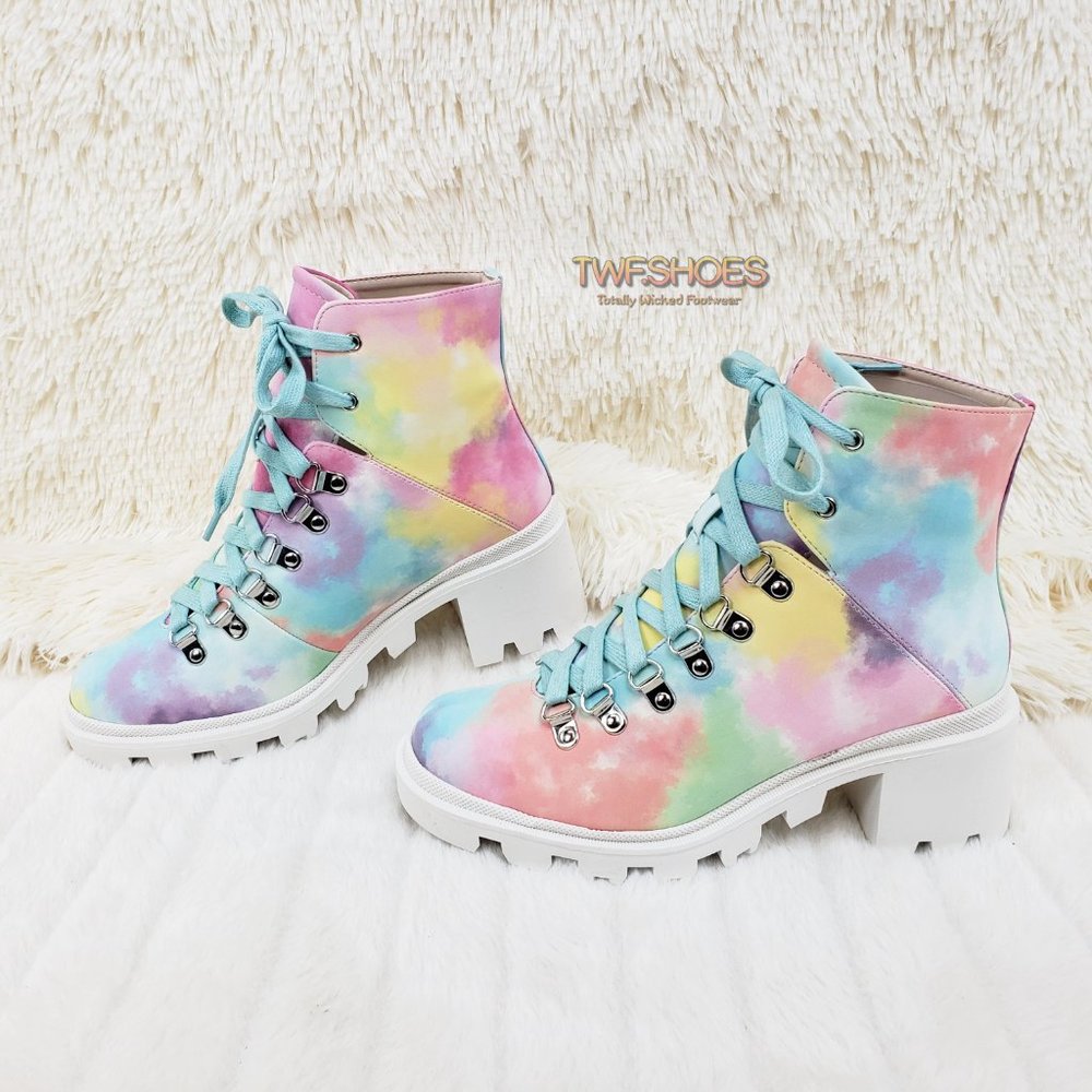 Pastel Tie Dye Platform Combat Boots! Last One!